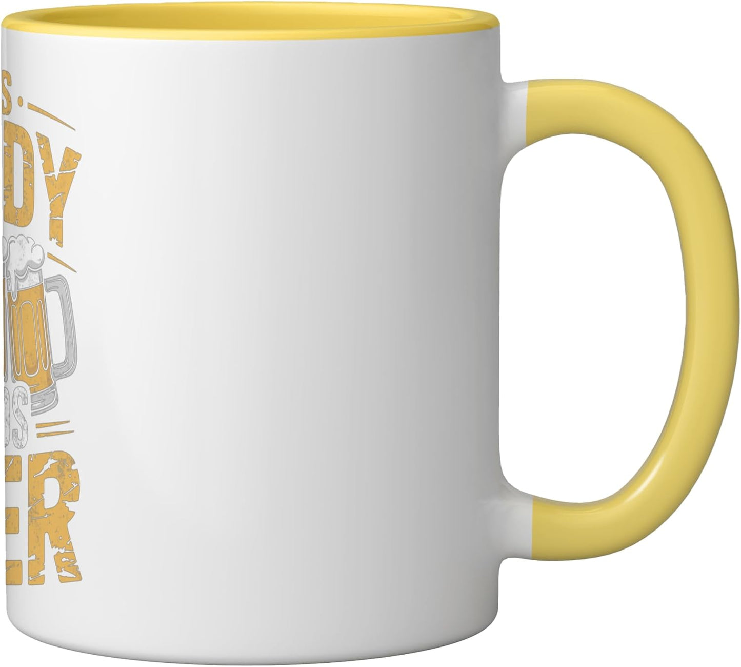 Taza Cerámica Humorística para Amantes del Cerveza Amarillo/Blanco