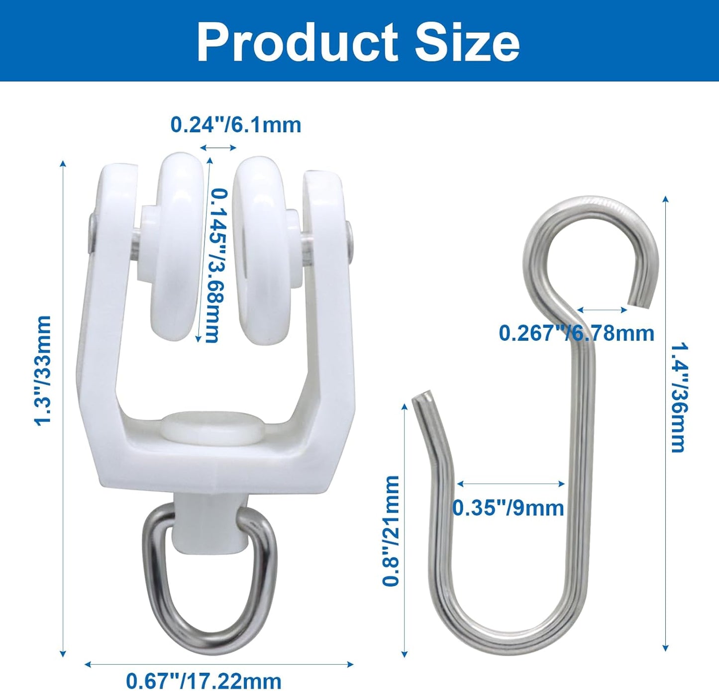 Set 120 pzas rieles cortina ganchos techo metal ducha