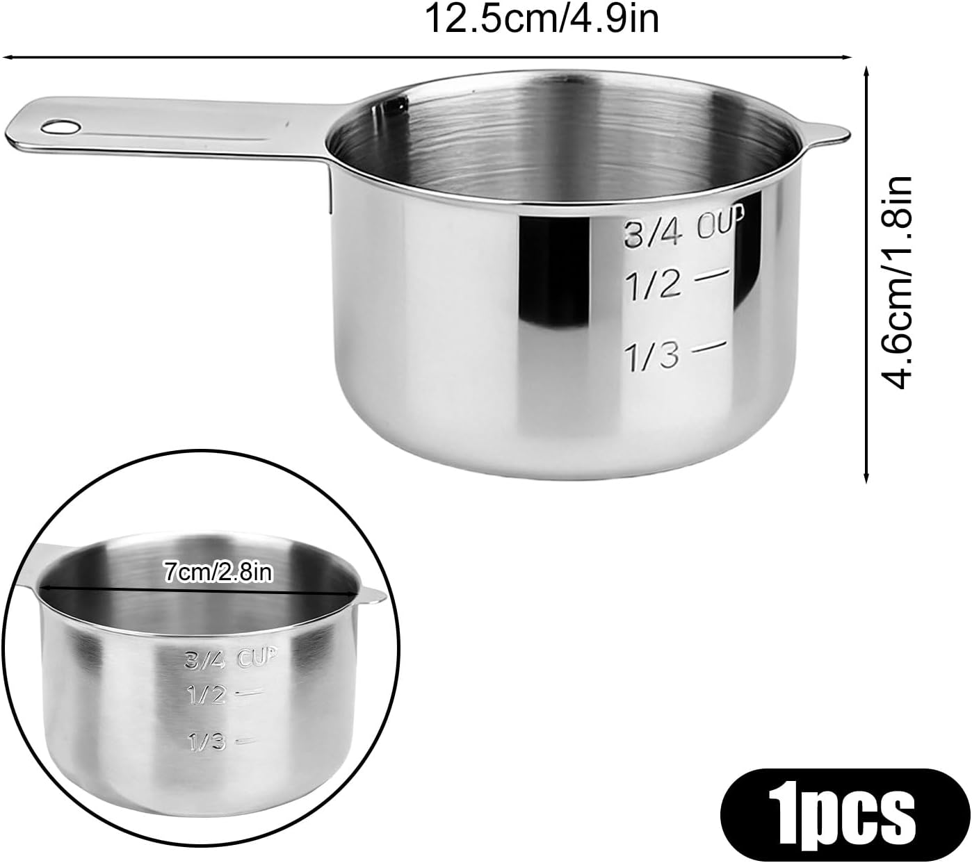Taza medidora de acero inoxidable para cocina y café con medidas dobles