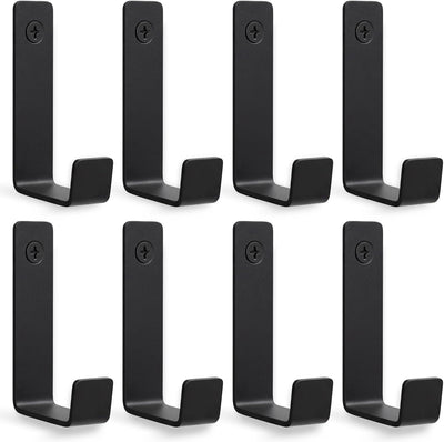 8 Ganchos Pared Metal Negro Resistentes para Abrigos y Toallas