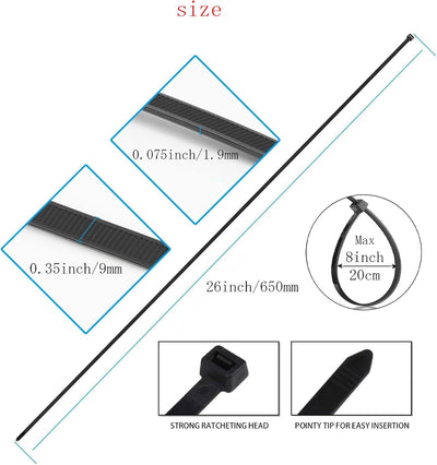 Bridas extralargas 26pulg resistentes al UV 20 pzas negro