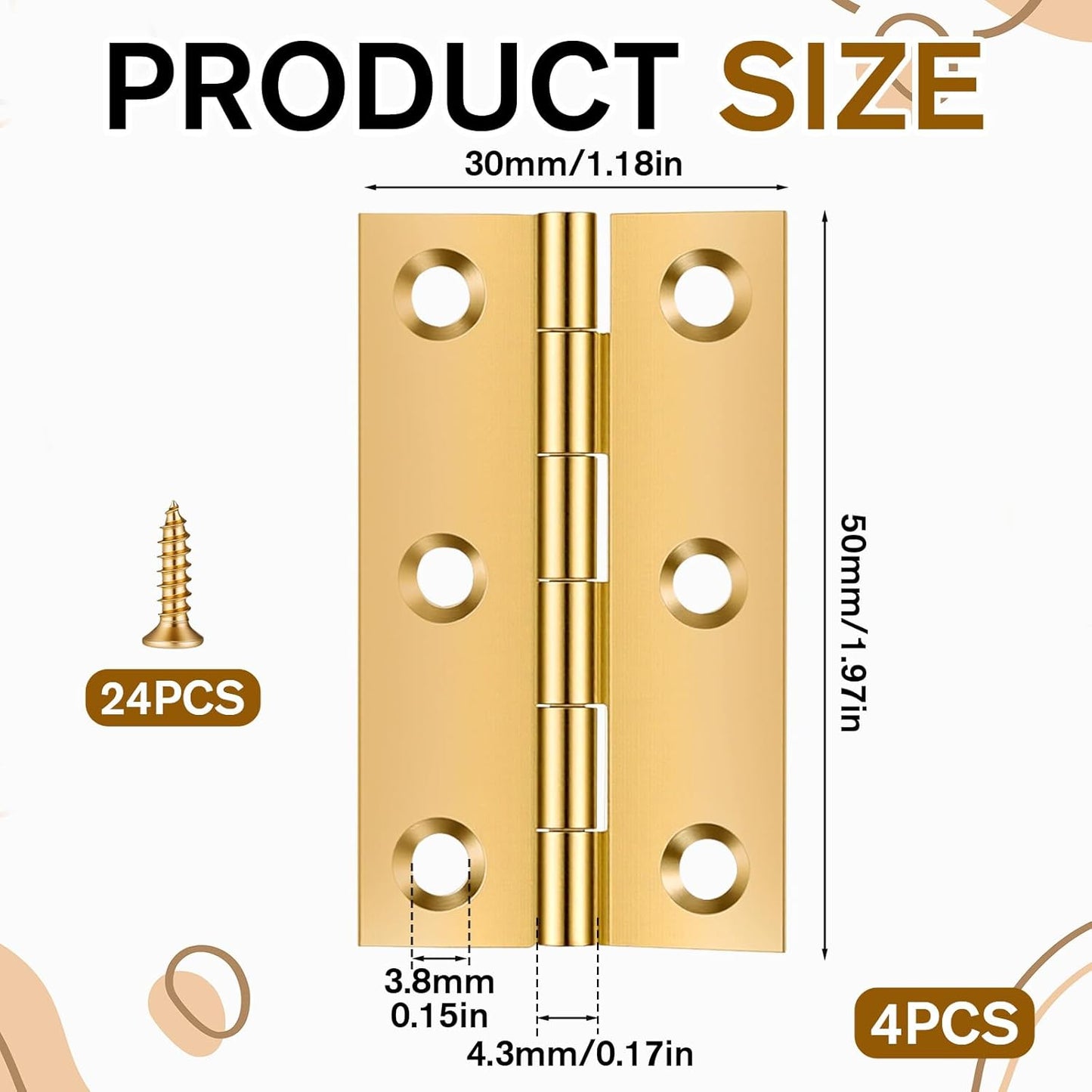 Bisagras latón 2pulg para cajas madera puerta gabinete