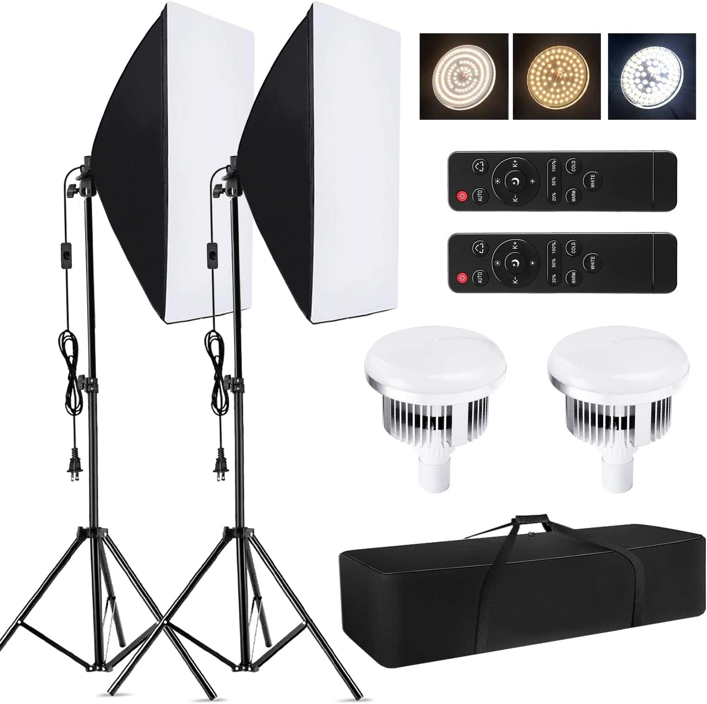 Kit 2 Luces LED Bicolor 85W 2 Cajas 19x27pulg 2 Soportes 6.6ft