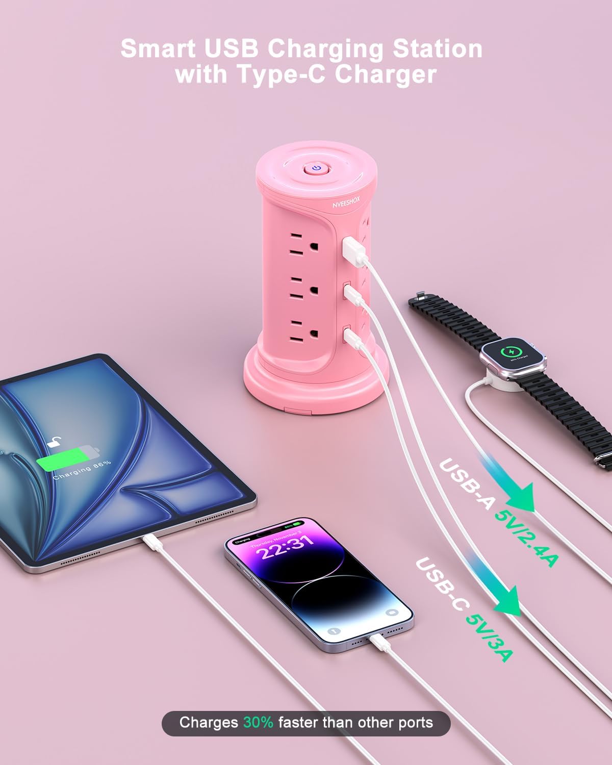 Regleta protectora 12 tomas USB C 3 puertos 6.5ft