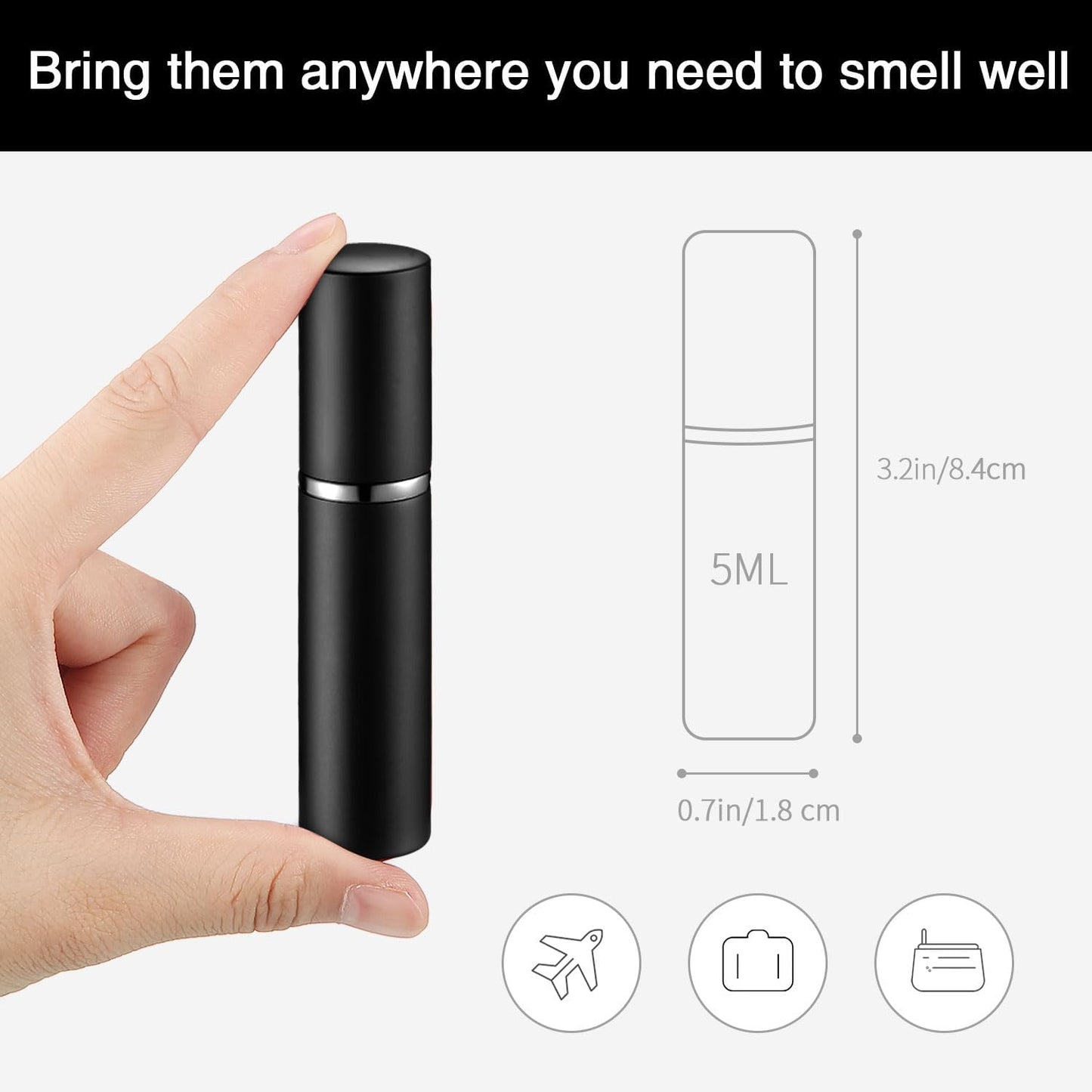 Atomizador perfume recargable 0.2oz mini con bomba transferencia
