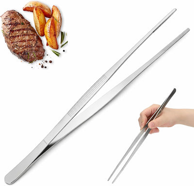 Pinzas cocina acero inox 12pulg puntas dentadas multifuncionales