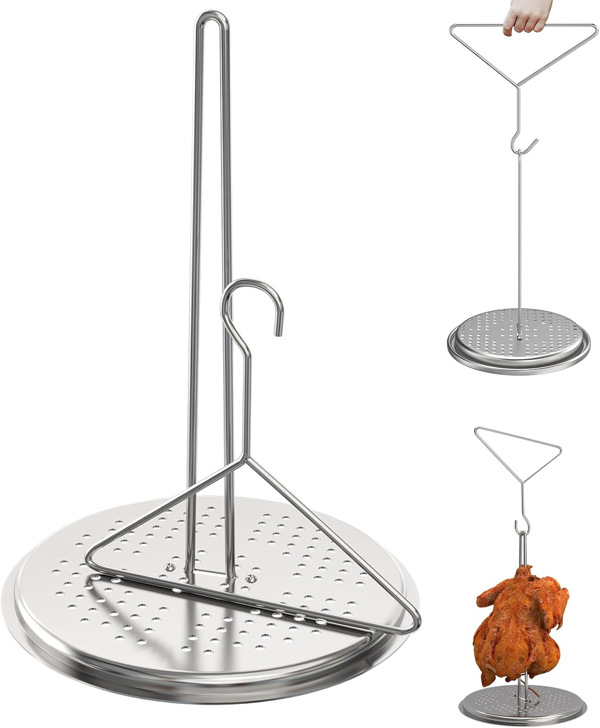 Kit soporte freidora pavo parrilla percha pollo acero inox