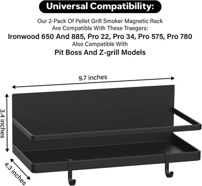 2 Estantes Magnéticos para Parrilla Pellets Traeger Pro 22-780
