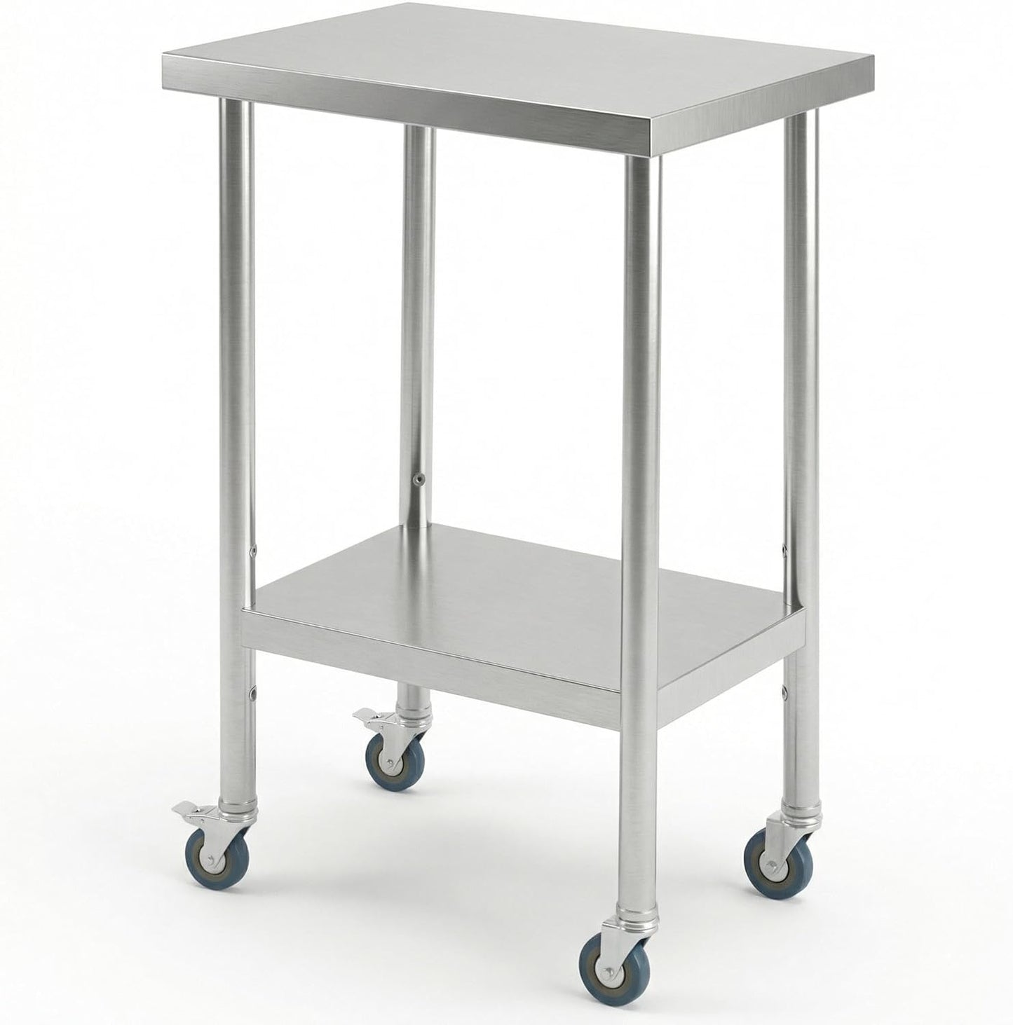Mesa de preparación acero inoxidable 24x12 pulgadas con protector salpicaduras y 4 ruedas