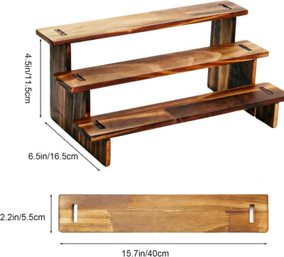 Estante de madera para especias 3 niveles organizador de cocina estilo escalón