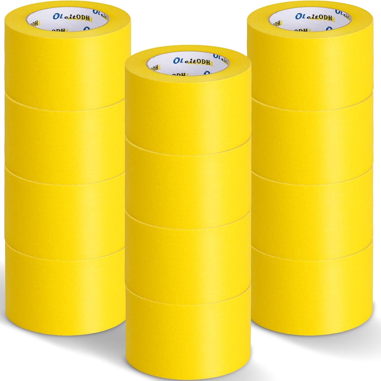12 Rollos Cinta Amarilla Pintores 3pulg x60yd Sin Residuos