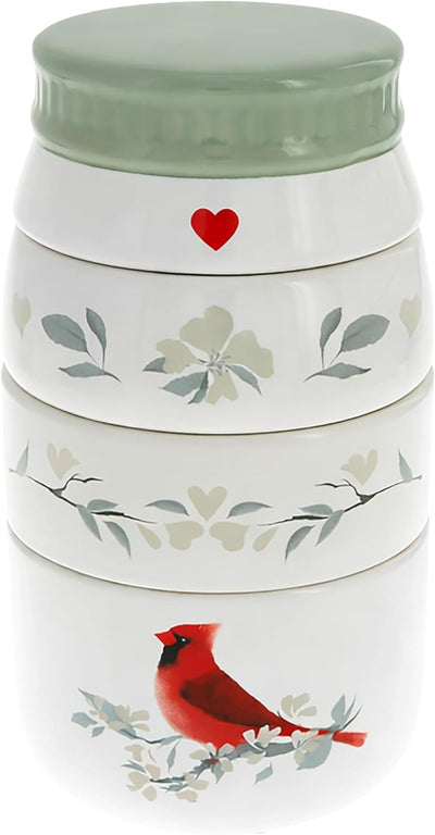 Tazas medidoras apiladas para hornear y cocinar con diseño floral