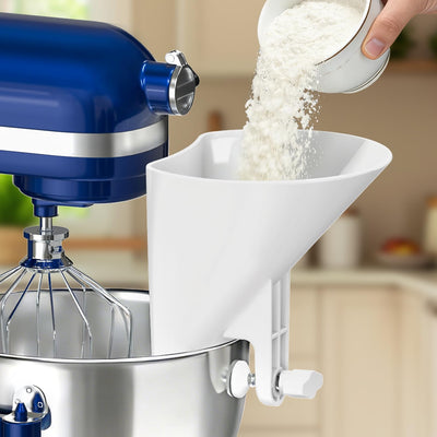 Embudo de harina para batidoras KitchenAid con canal ancho para cuencos de acero inoxidable