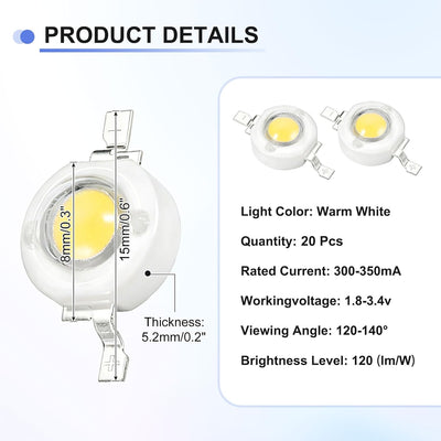 Lámpara LED COB 1.8-3.4V 20 Pzas para Experimentos y Decoración
