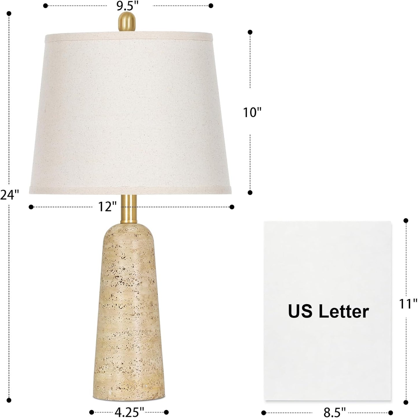 2 Lámparas Mesa Hormigón Beige 24pulg Modernas