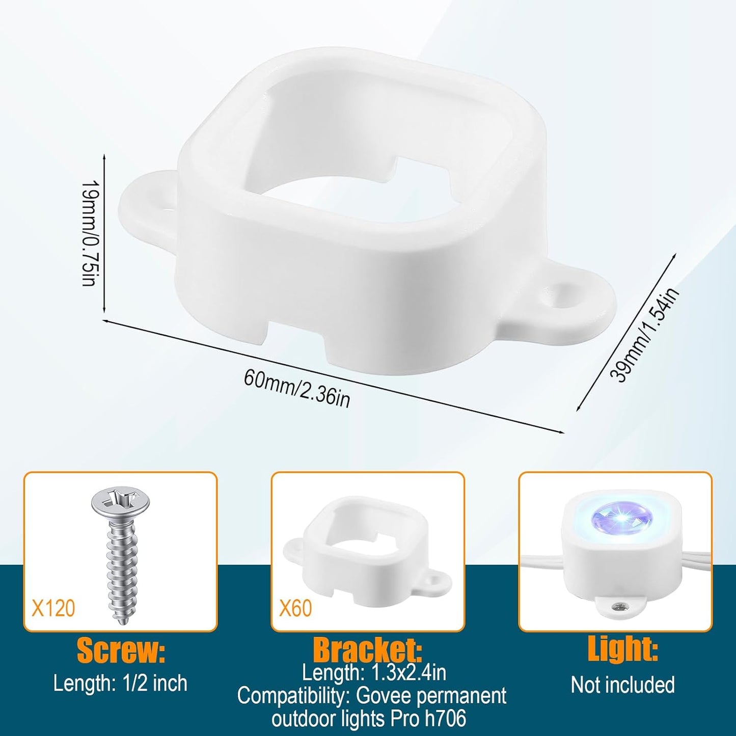 60 Clips Luz Comp Govee H706 Soporte Permanente Blanca