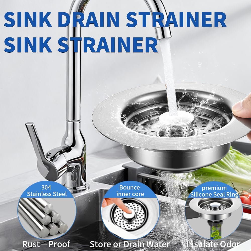 Colador drenaje fregadero 3en1 acero inox con cesta