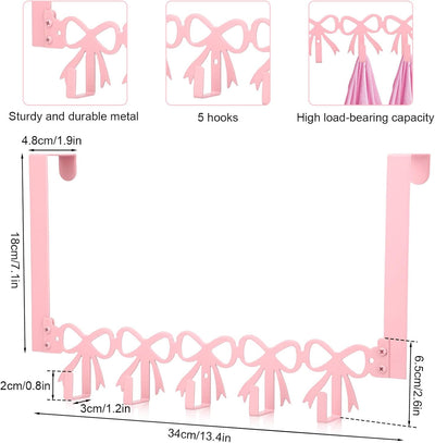 Gancho metal para puerta con 5 ganchos rosa dormitorio baño