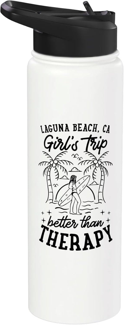 Botella de agua acero inoxidable aislada Laguna Beach California Girls Trip