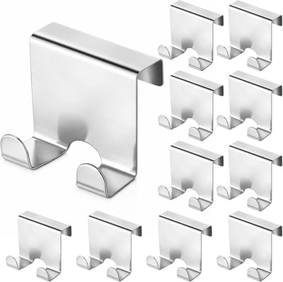 10 Ganchos Acero Inox Puerta Gabinete Sin Taladro