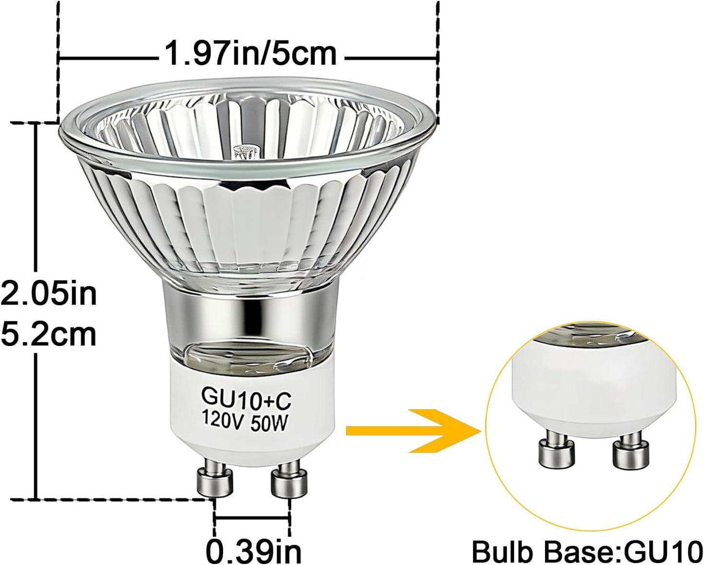 Bombilla halógena GU10 regulable 2700K blanco cálido 50W pack 4