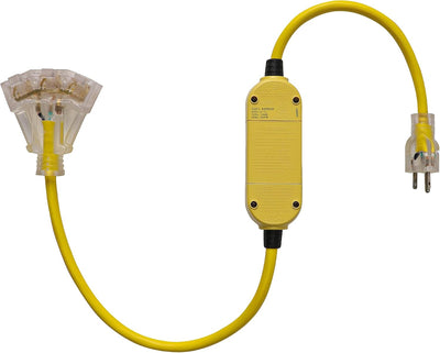 Cable extensión GFCI 3 pies 12/3 AWG exterior 3 salidas iluminadas