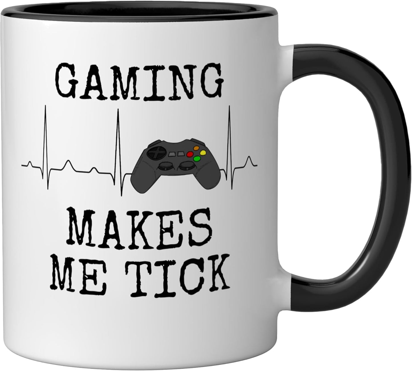 Taza cerámica para gamers con diseño divertido negro/blanco
