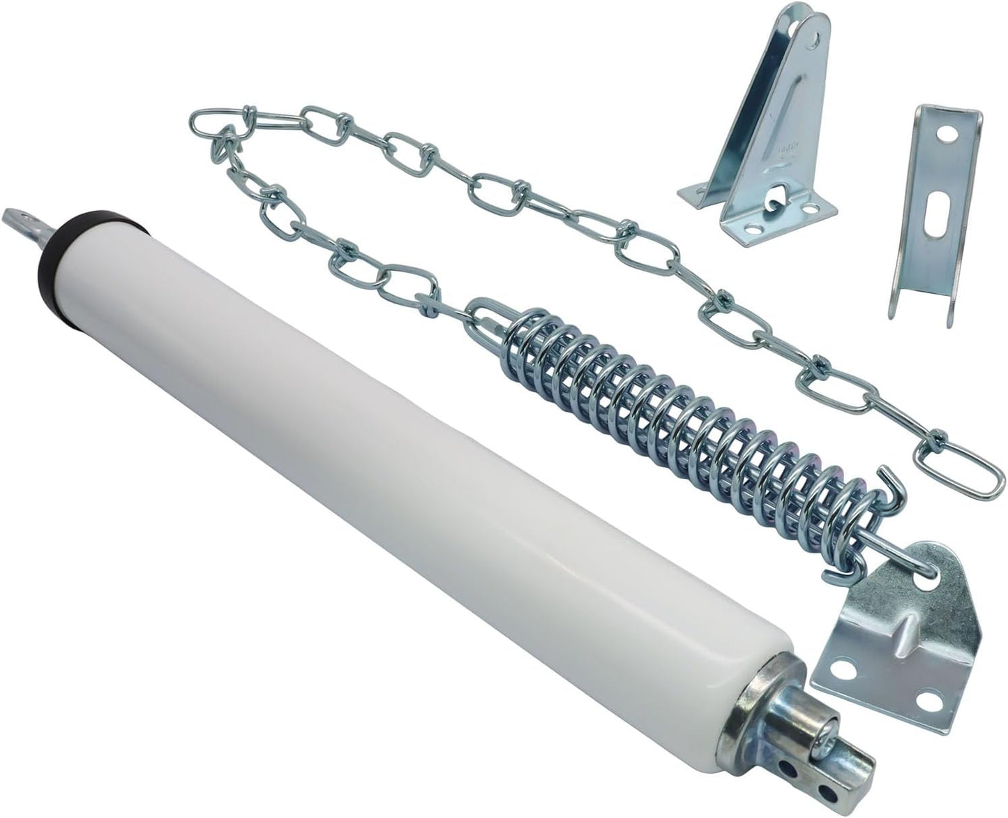 Cerrador puerta lluvia neumático con cadenas protectoras blanco