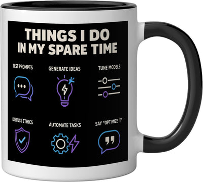 Taza de cerámica para ingeniero de IA con diseño de prompt engineering en negro/blanco
