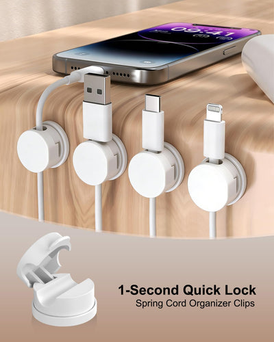 Pack 12 Clips Resorte Soporte Cable Mesa Noche Escritorio Giratorio