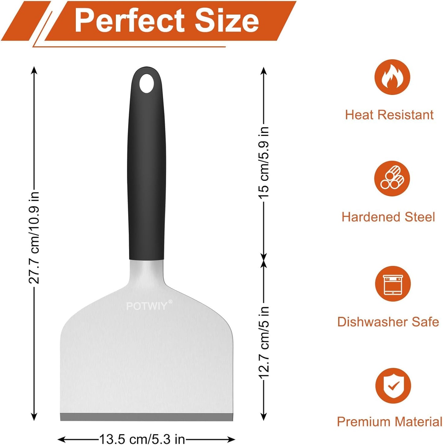 Rascador de plancha resistente de 5.3 pulgadas con mango de silicona