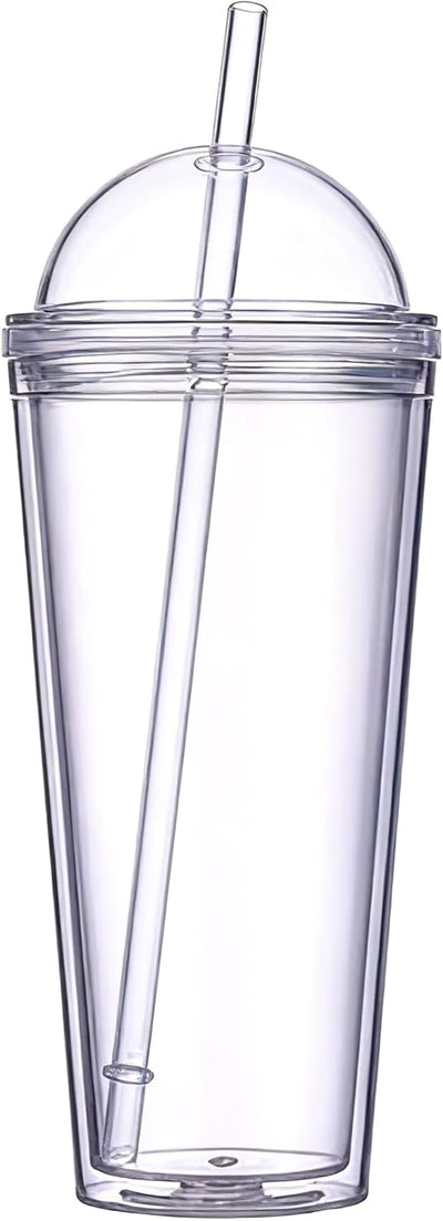 Vaso de plástico reutilizable con popote a prueba de fugas 24 oz