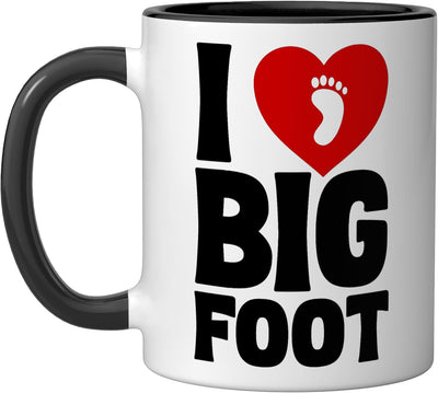 Taza cerámica I Heart Bigfoot negra/blanca