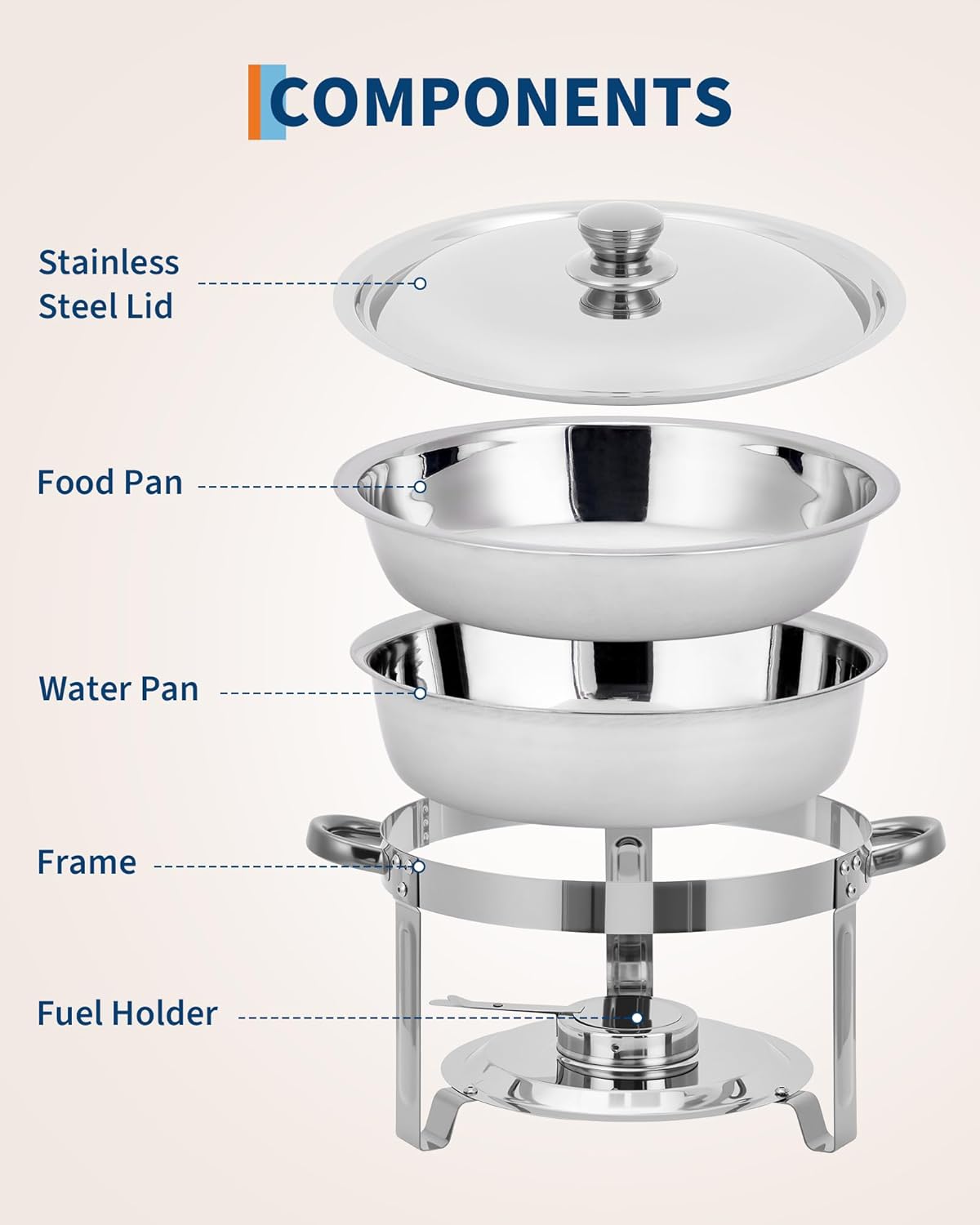 Servidores buffet acero inox con tapa para eventos 2 pzas