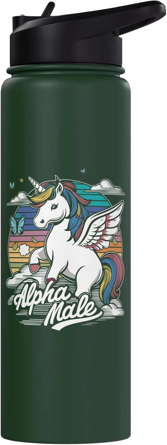 Botella agua acero inox aislada unicornio retro
