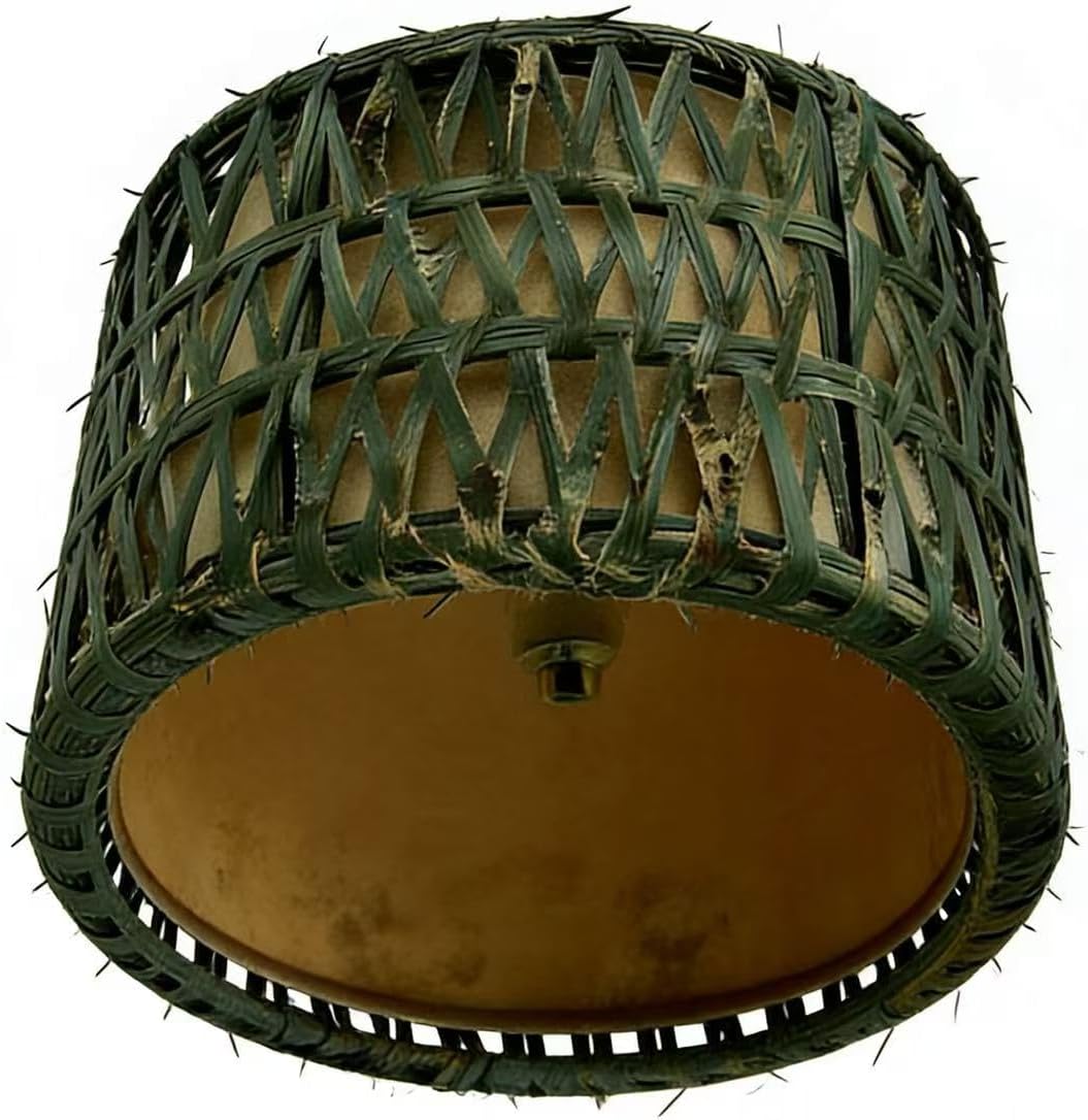 Lámpara techo ratán 12.6pulg 2 luces boho moderna regulable