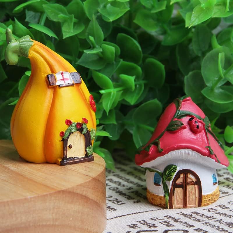 2 Pzas Figuras Hadas Mini Casa Jardín Decoración Resina