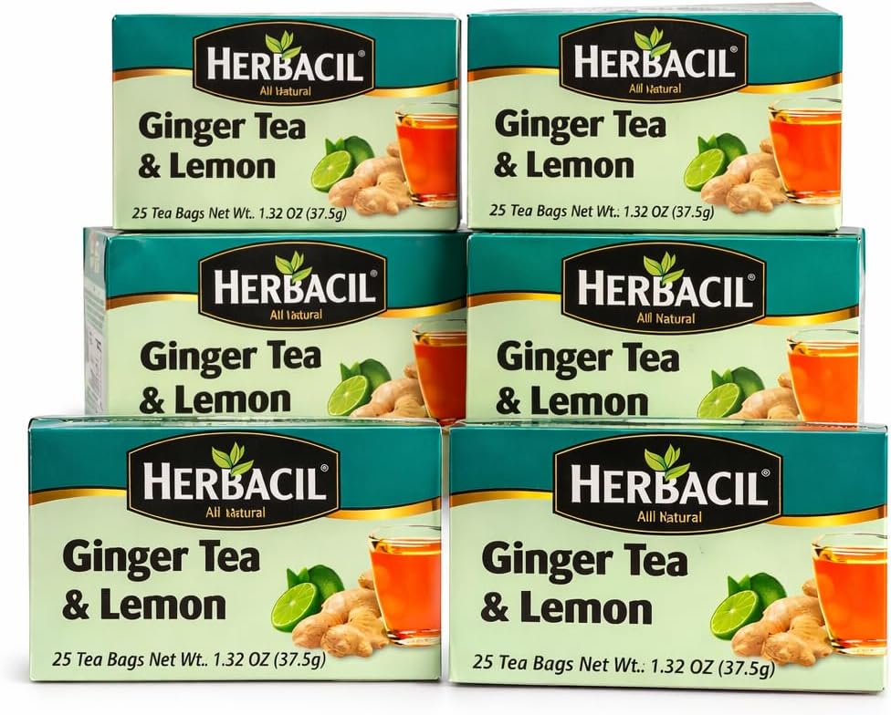 Té hierbas jengibre limón natural 25 bolsas caja 6 pzas