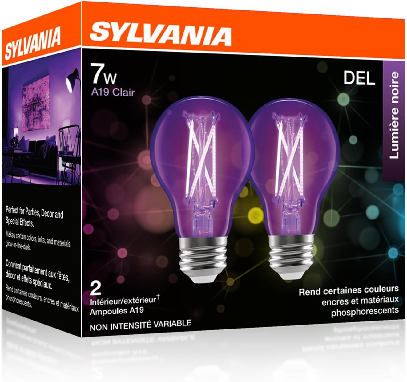 Bombilla LED A19 negra 7W base media pack 2
