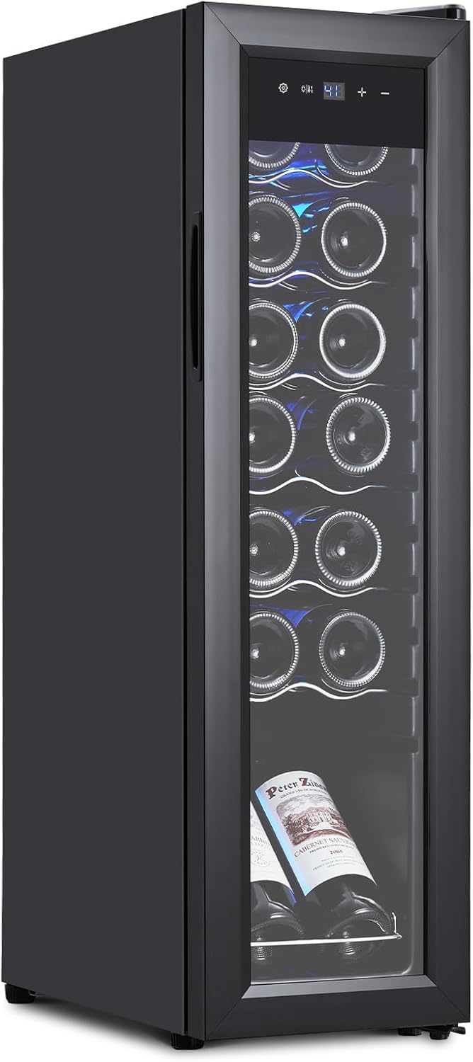 Refrigerador de vino Idealhouse mini 14 botellas con puerta de vidrio triple