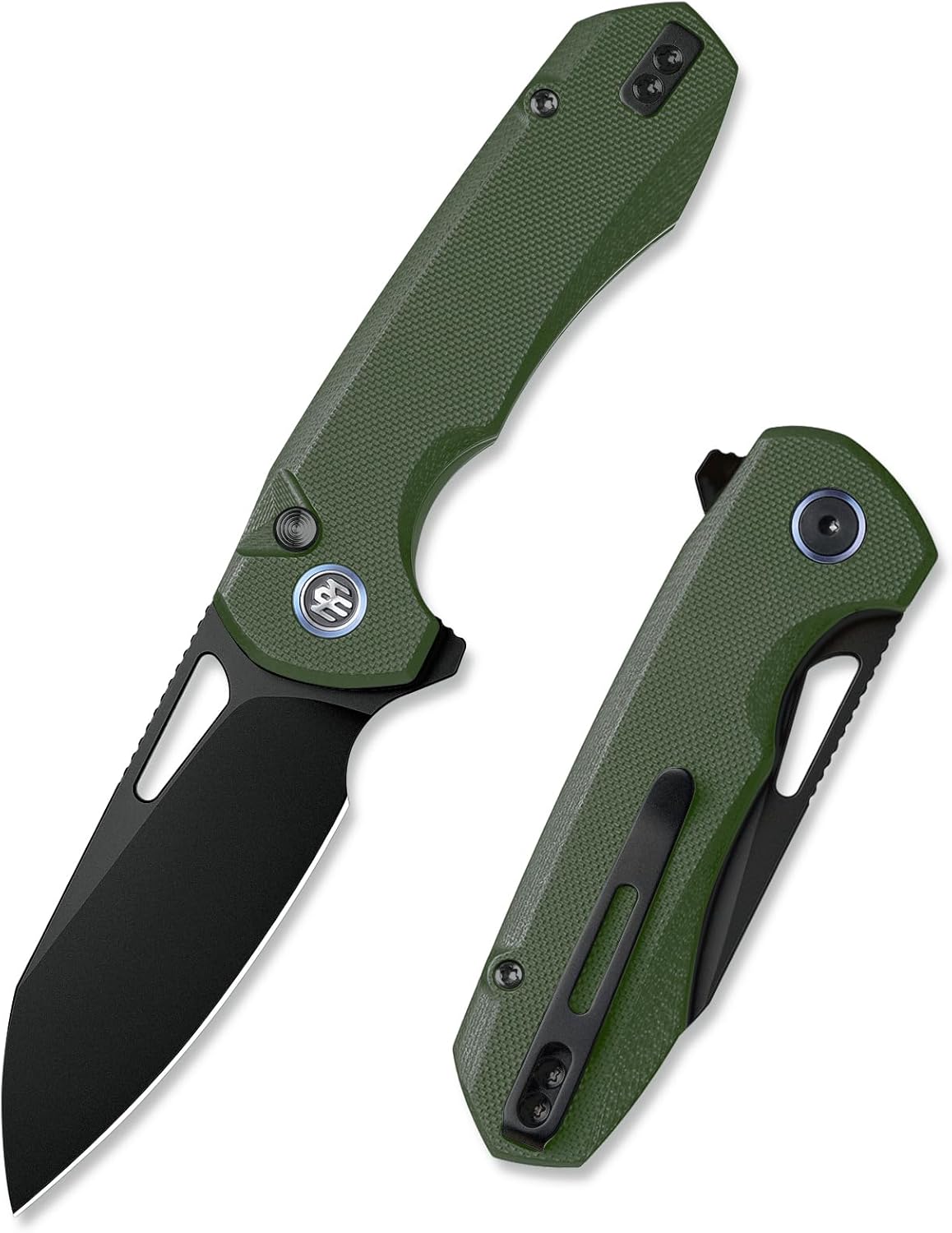 Cuchillo EDC plegable acero D2 3.1pulg mango G10 verde