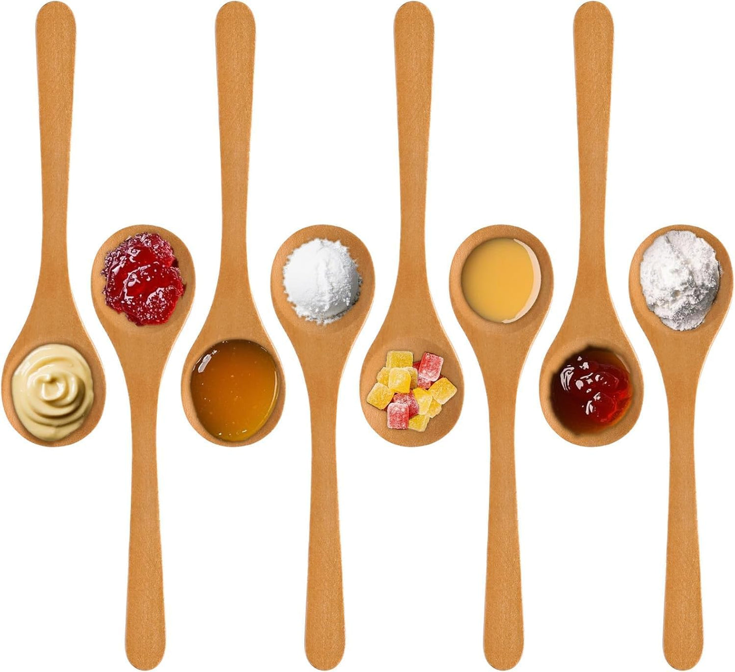 Cucharas pequeñas de madera para té, café, azúcar, helado, sal y especias, 5.1 pulgadas