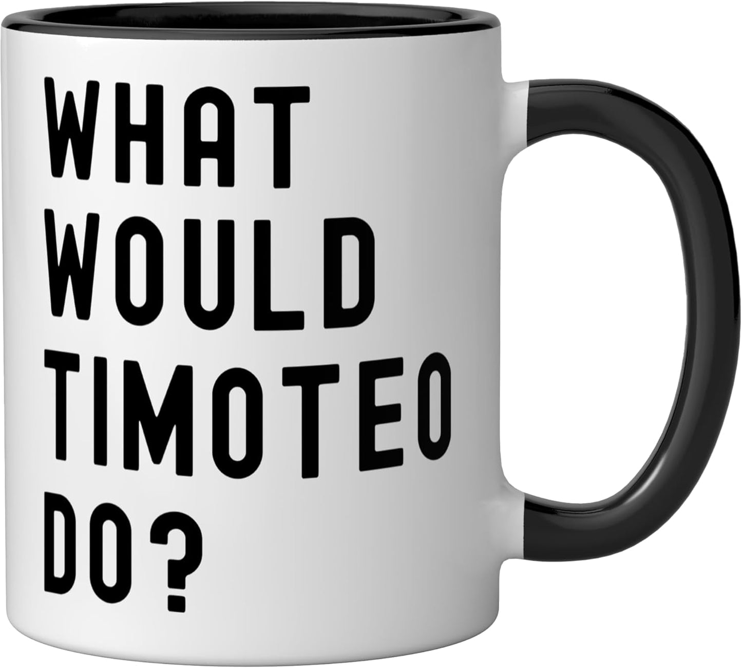 Taza cerámica What Would Timoteo Do? Negro/Blanco
