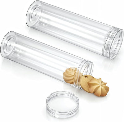 Contenedor redondo para galletas de plástico transparente con tapa hermética