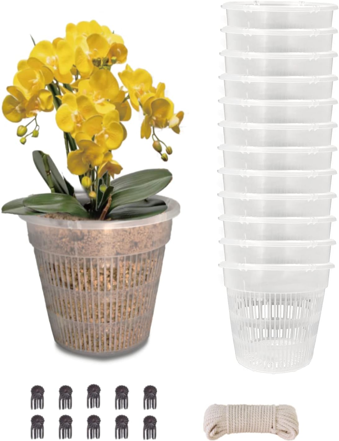 12 Pzas Maceta Orquídea 4.5pulg Ranurada Transpirable