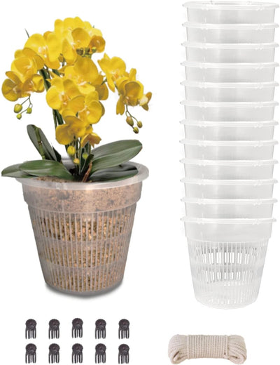 12 Pzas Maceta Orquídea 4.5pulg Ranurada Transpirable