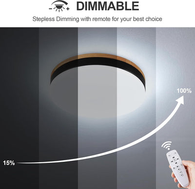 Lámpara techo LED madera control remoto 3CCT cocina