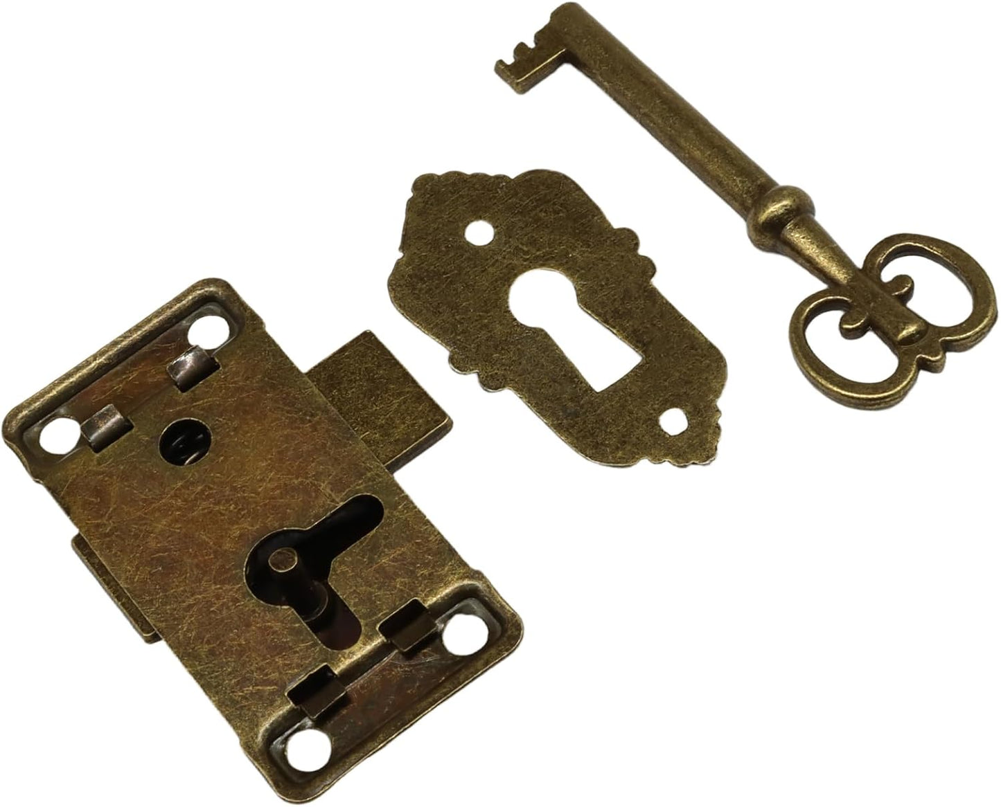 2 Set Cerraduras Bronce Antiguo con Llave para Armarios