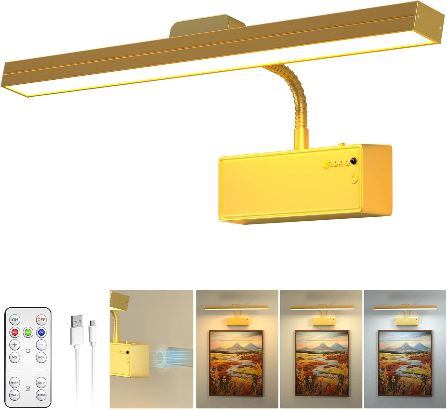 Luz inalámbrica pared recargable 15pulg magnética