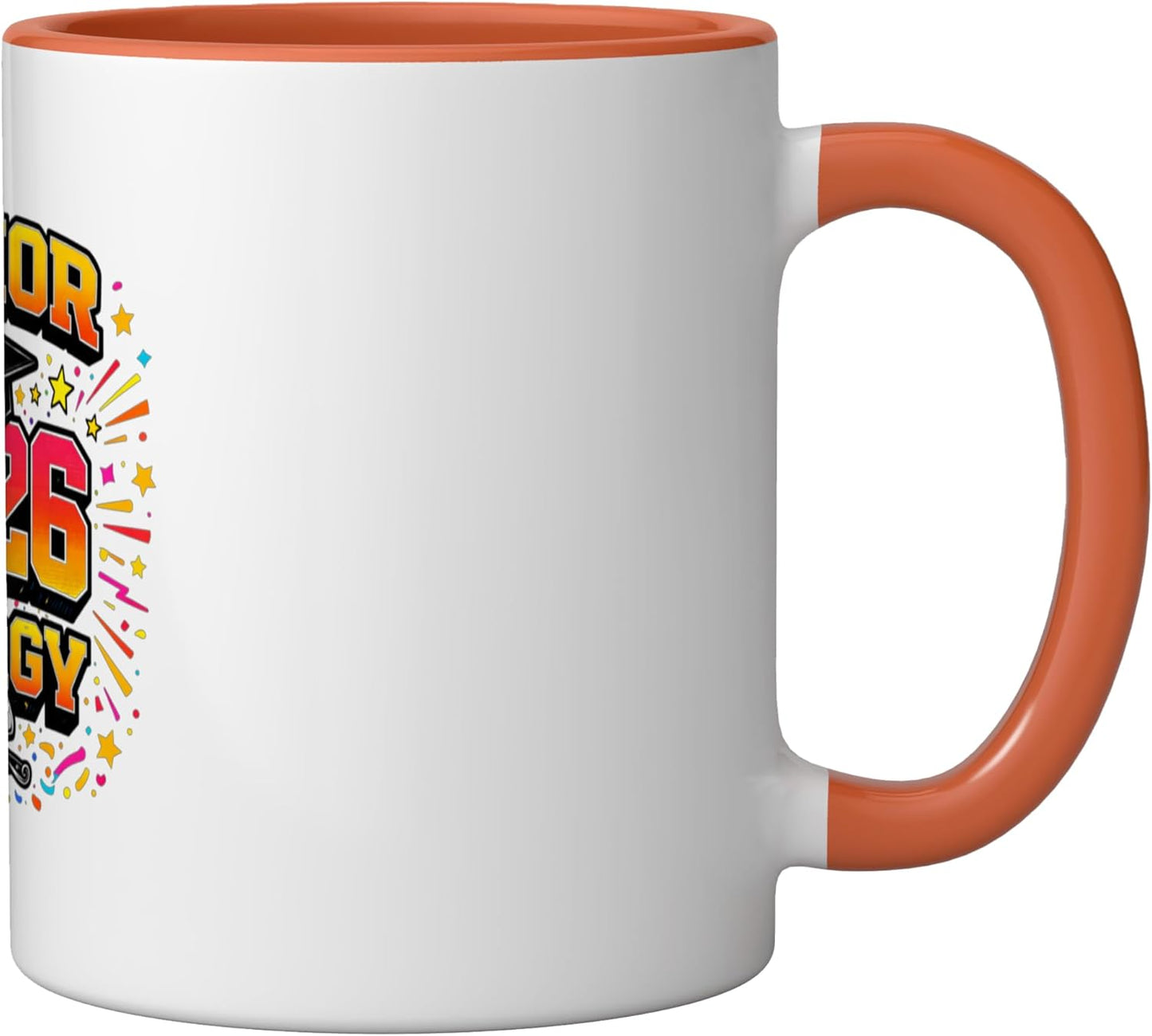 Taza Cerámica Graduación Senior Clase 2026 Naranja/Blanco